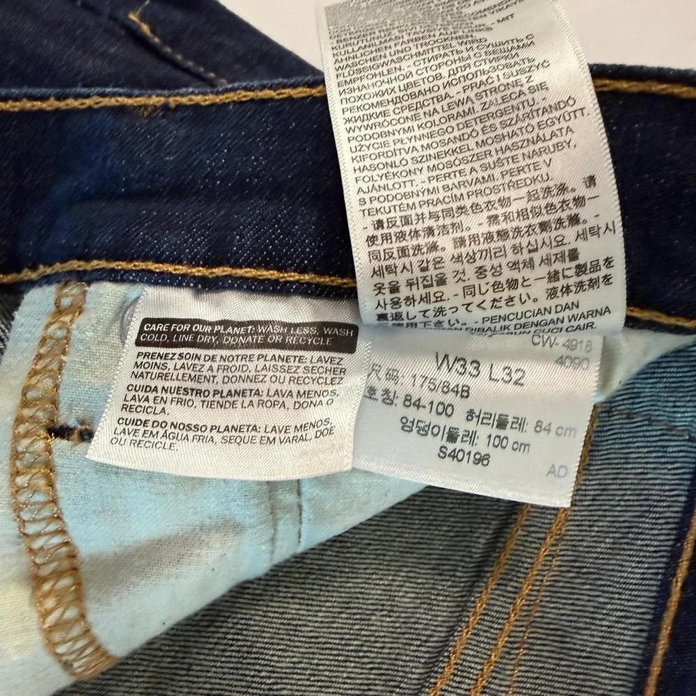 Levis 513 Slim Straight Jeans Mens 33x32 Dark Indigo Blue Denim Pants